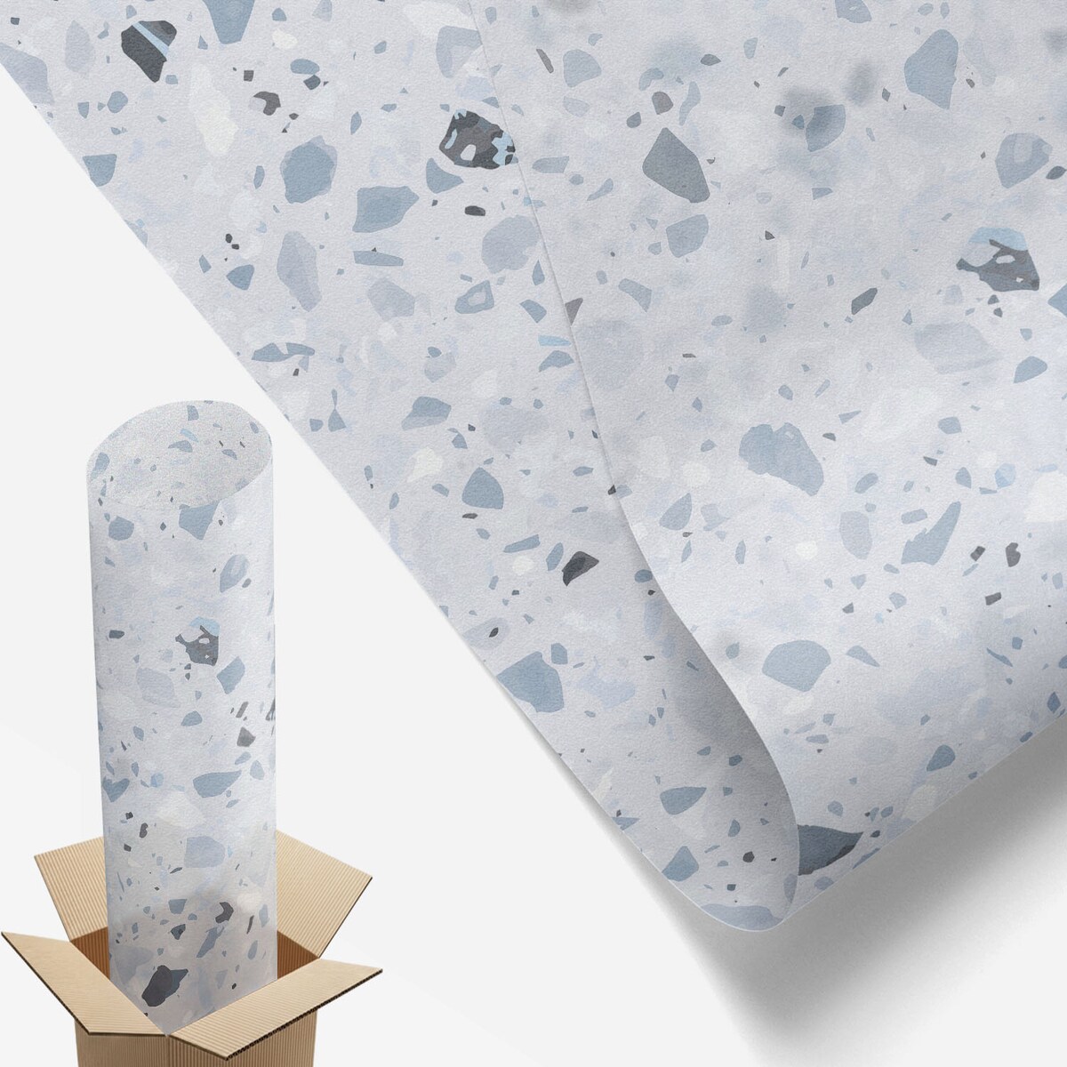 Naklejka na okno dekoracyjna - Elegancki wzór mozaiki w chłodnych odcieniach - 50x146 cm