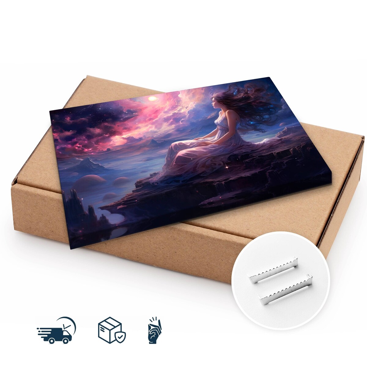 Obraz Ścienny Do Salonu Abstrakcja Bajkowa Kraina Kobieta Nocą 120x80cm