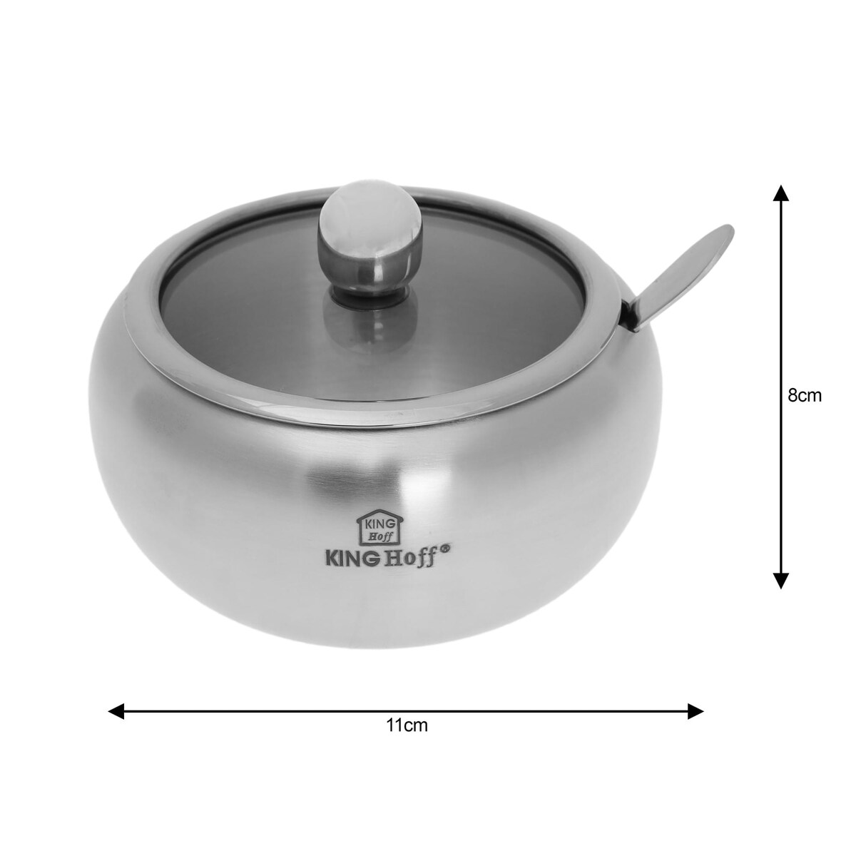 Cukiernica stalowa z łyżeczką Satyna satynowa pojemnik na cukier KINGHOFF