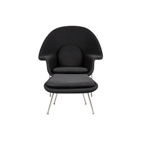 Fotel z wełny COZY JH-C06.GREY.4 z podnóżkiem szary, King Home