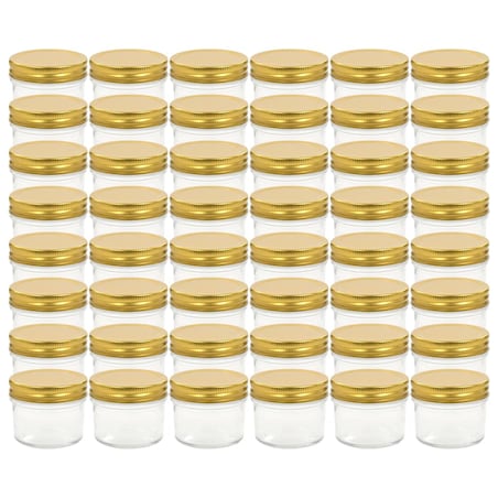 vidaXL Szklane słoiki na dżem, złote pokrywki, 48 szt., 110 ml