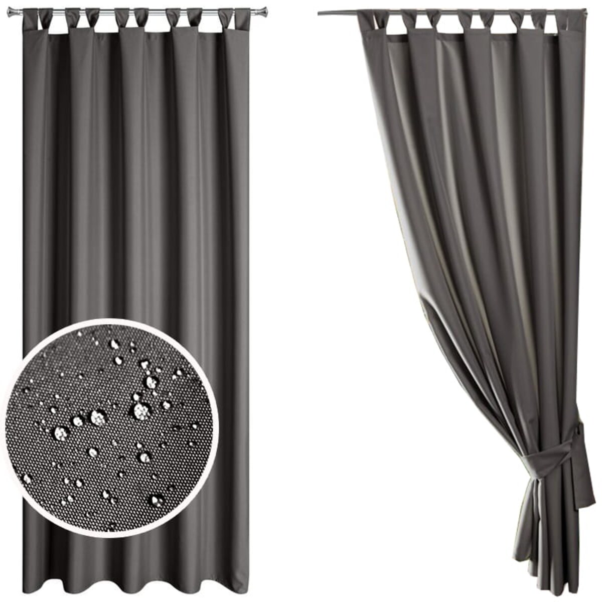 Zasłona Ogrodowa Tarasowa Taras 155 x 220 Ciemno Szara na Szelkach Rzepy