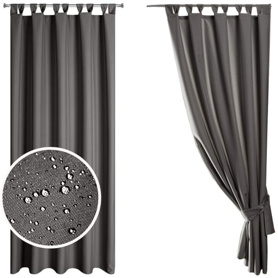 Zasłona Ogrodowa Tarasowa Taras 155 x 220 Ciemno Szara na Szelkach Rzepy