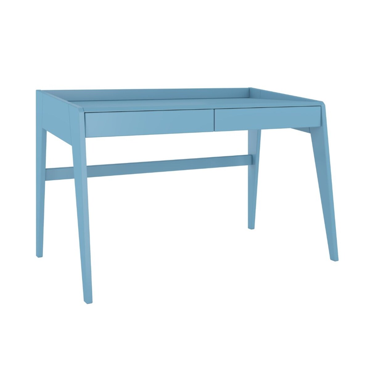 Drewniane bukowe biurko / toaletka z szufladami Visby LISA / kolor pastelowy niebieski