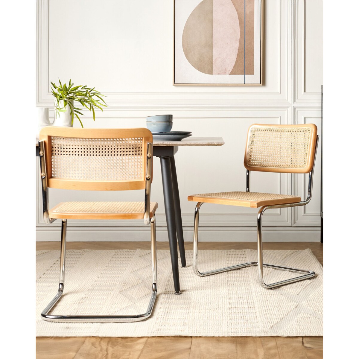 Zestaw 2 krzeseł do jadalni CORDOVA Rattan Jasne drewno