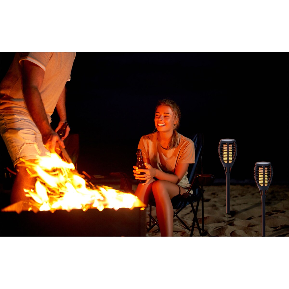 Lampa Solarna Ogrodowa Do Ogrodu Led Pochodnia Efekt Płomień Ogień 58 Cm Zestaw 2 szt.