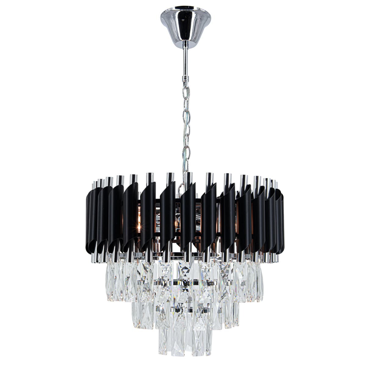 Kryształowa lampa wisząca Toledo 6260/4 8C BL glamour czarna chrom