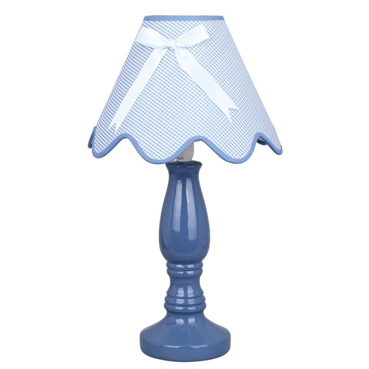 Lampa stołowa biurkowa LOLA Candellux z ceramiczną podstawą i abażurem, do pokoju dziecięcego