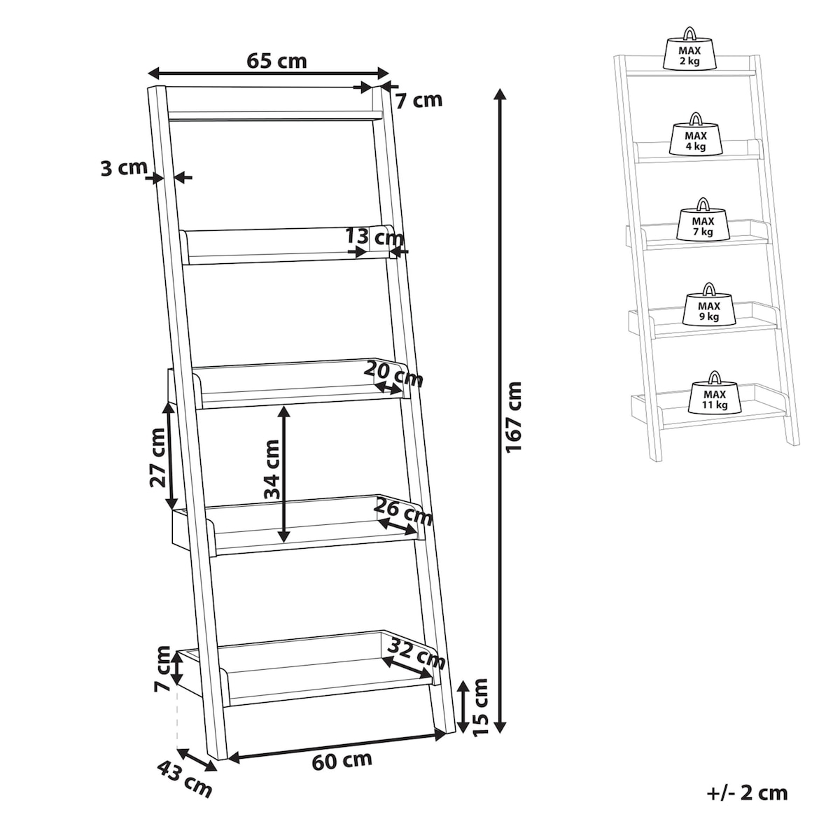 Regał 5 półek MOBILE TRIO 167 cm Jasnobrązowy