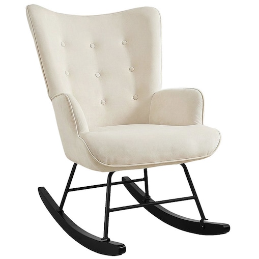 Fotel bujany tapicerowany welur wygodny wypoczynkowy uszak salon beżowy