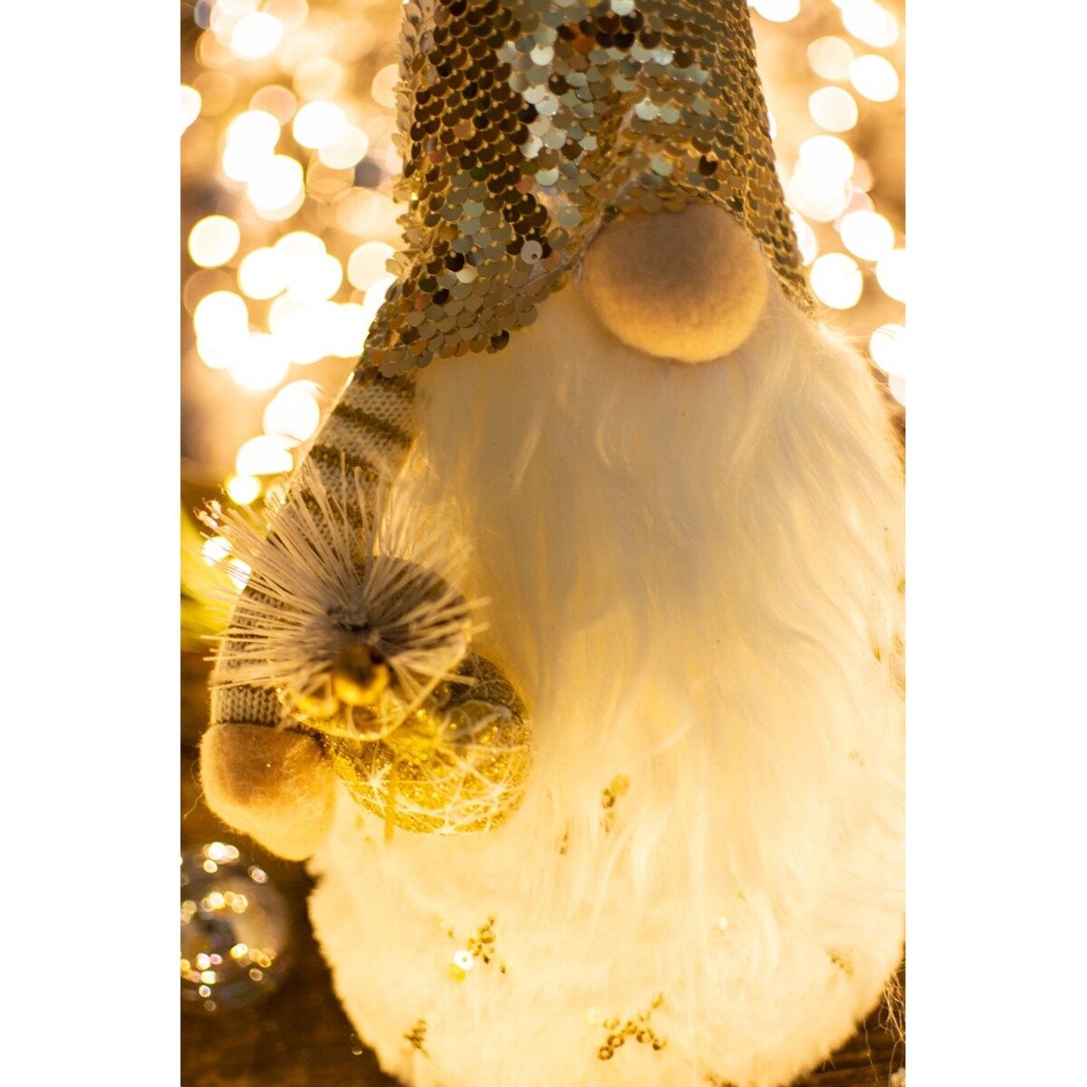 SKRZAT świąteczny KRASNAL gnom Mikołaj DUŻY biały