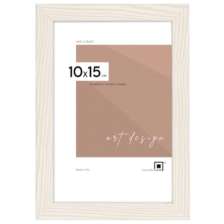 Biała ramka z przetarciami na zdjęcia 10x15 cm rama MDF z plexi wisząca stojąca klasyczna ramka