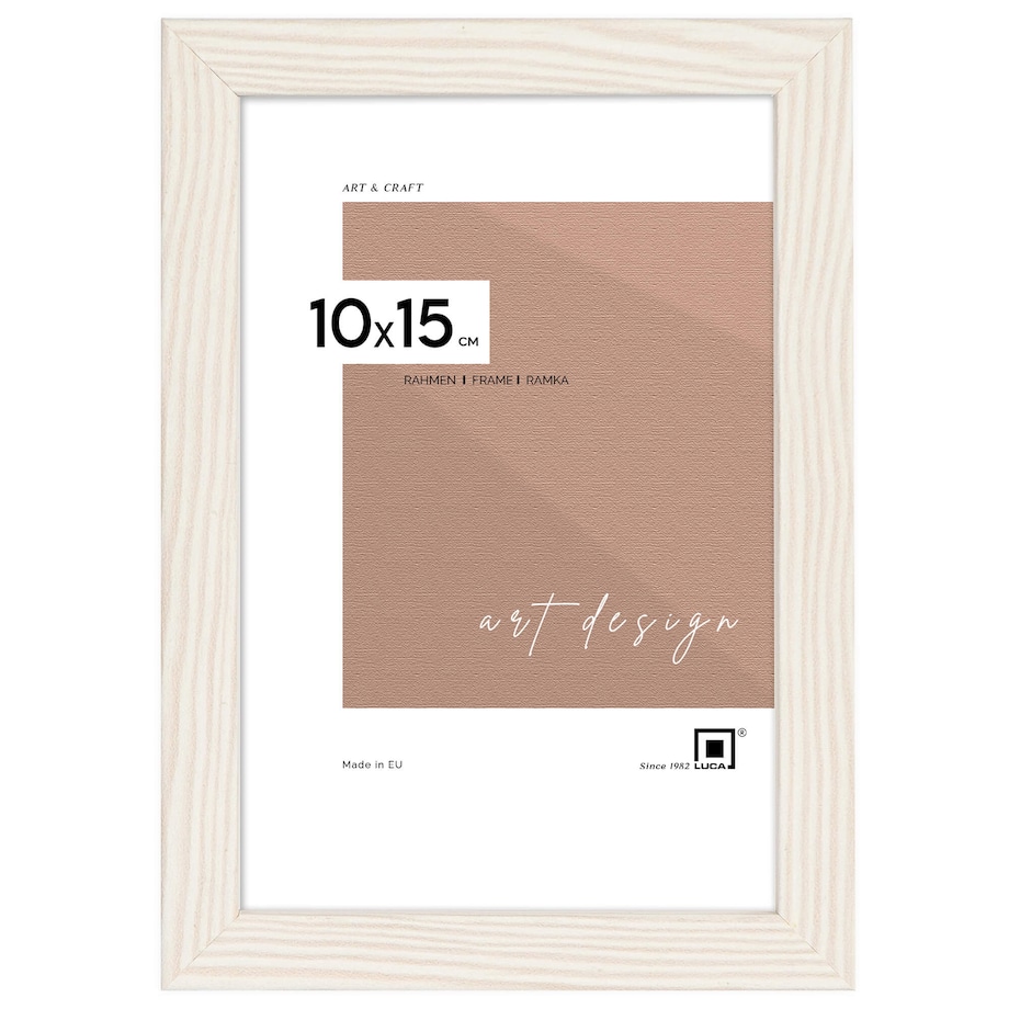 Biała ramka z przetarciami na zdjęcia 10x15 cm rama MDF z plexi wisząca stojąca klasyczna ramka