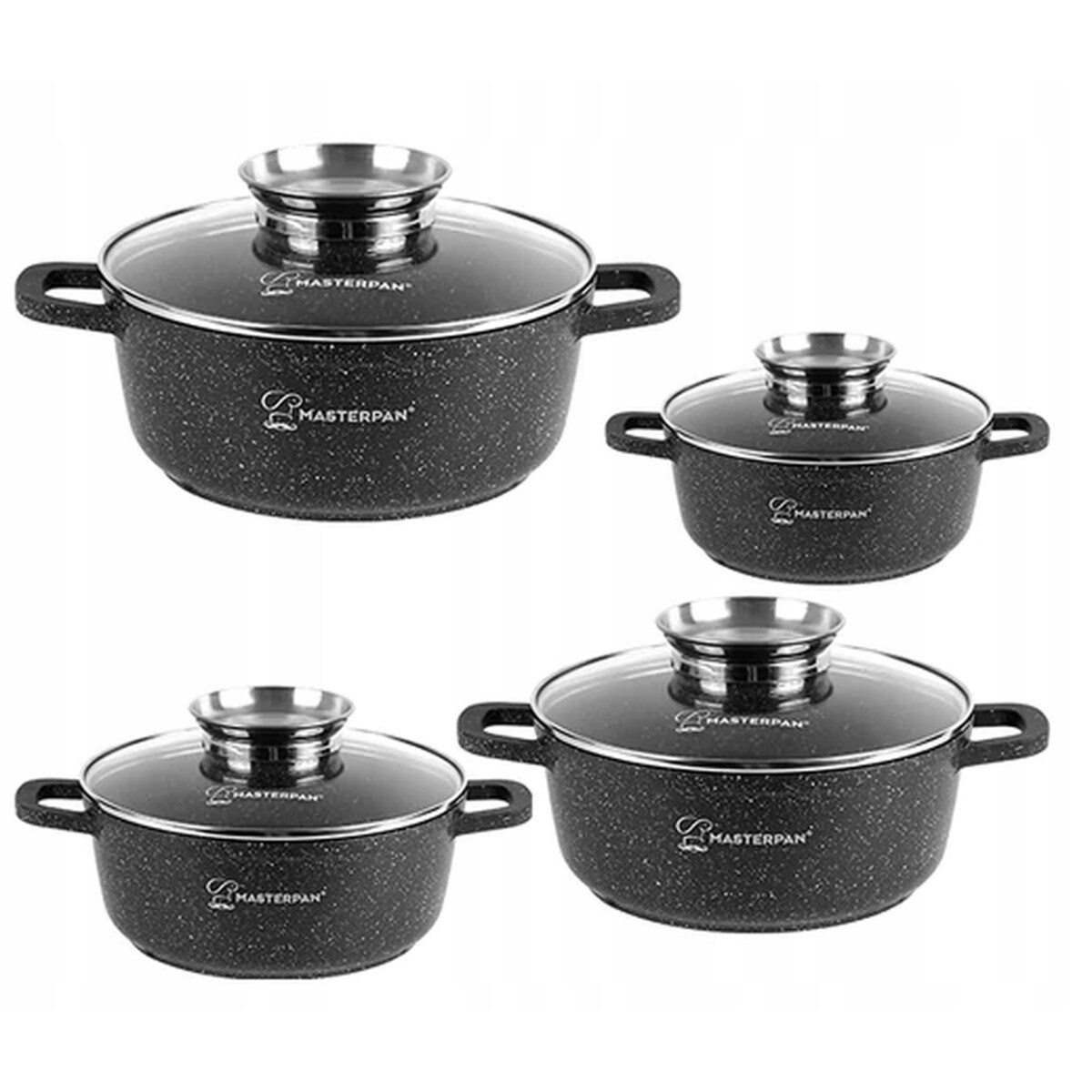 Zestaw Garnków Marmurowych 8 El. Aroma Na Indukcję I Gaz - Czarny