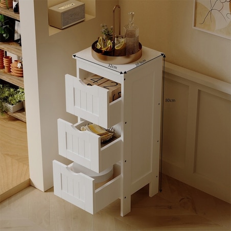 Regał łazienkowy wąska komoda z szufladami biała łazienki na ręczniki loft