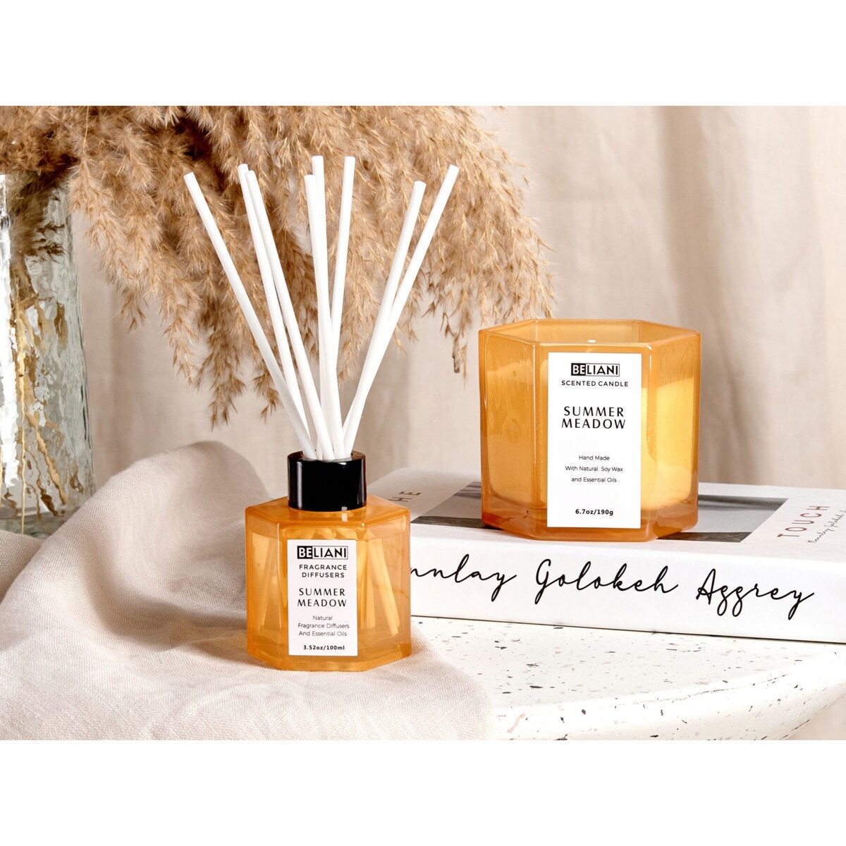 Zestaw zapachowy świeca sojowa i dyfuzor z patyczkami letnia łąka CLASSY TINT