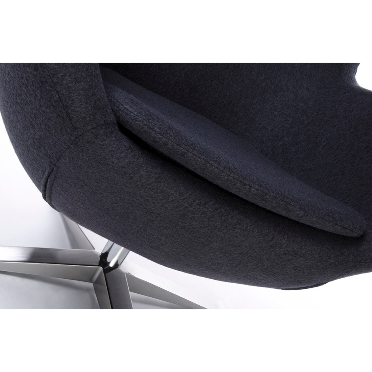 Fotel EGG SZEROKI ciemny szary.27 - wełna, podstawa stal