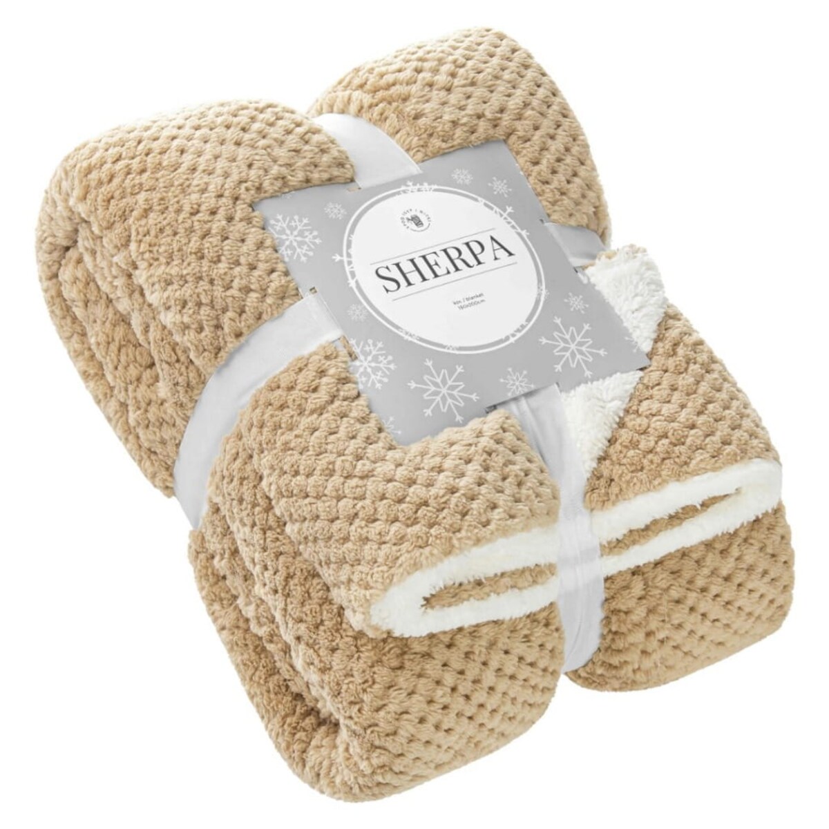 Beżowy Koc Narzuta z Mikrofibry Baranek 150x200 Sherpa