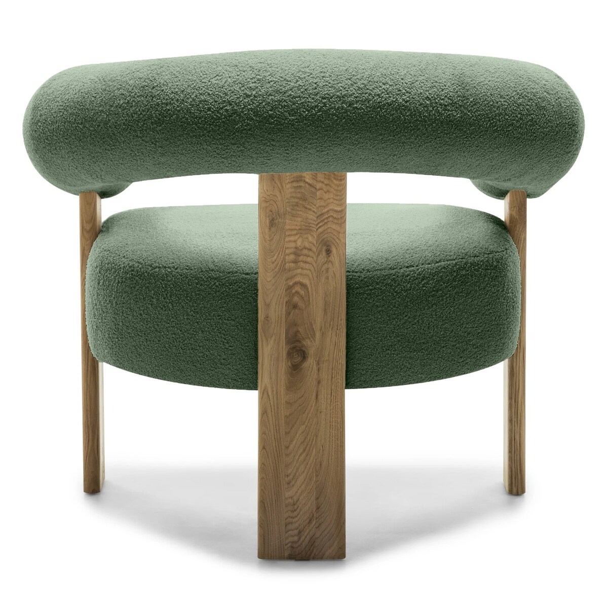 Fotel wypoczynkowy szałwiowy bouclé/dąb Ilady