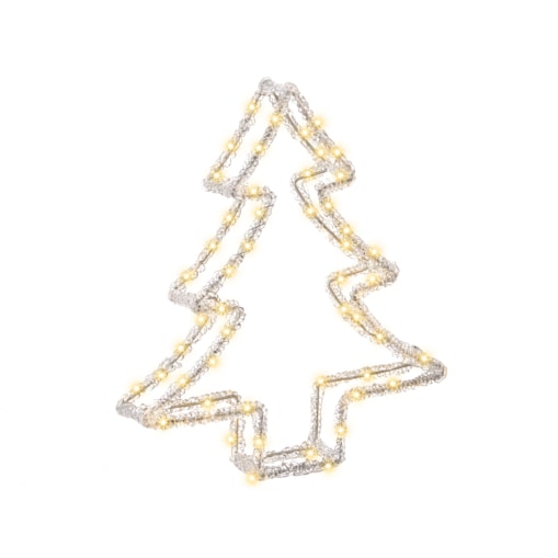 Dekoracja ogrodowa LED OLBOAN Choinka 34 cm Biały