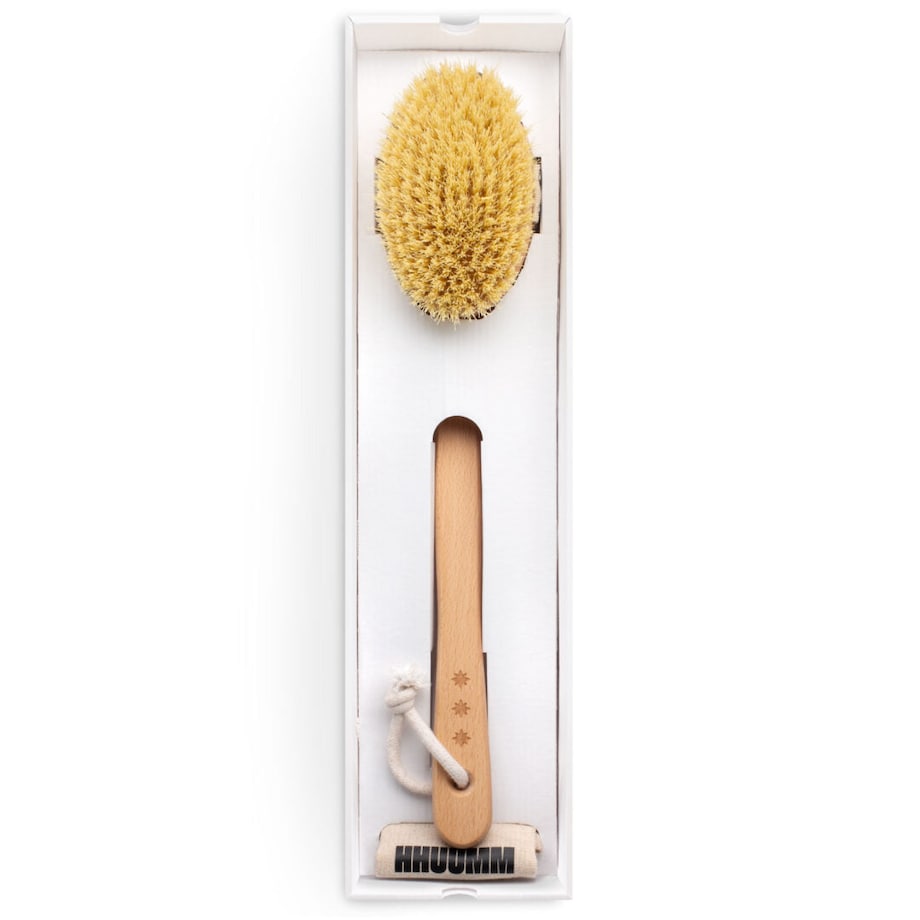 Szczotka do masażu ciała na sucho – włókno tampico, wersja z kijem, No.2P