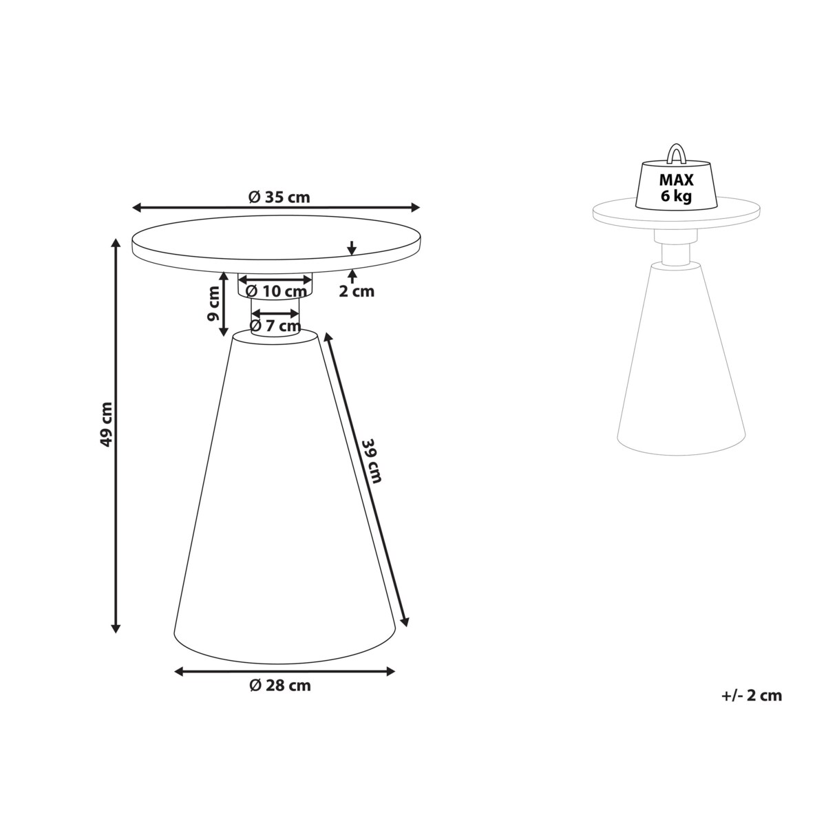 Stolik pomocniczy metalowy złoto-biały ANDRES