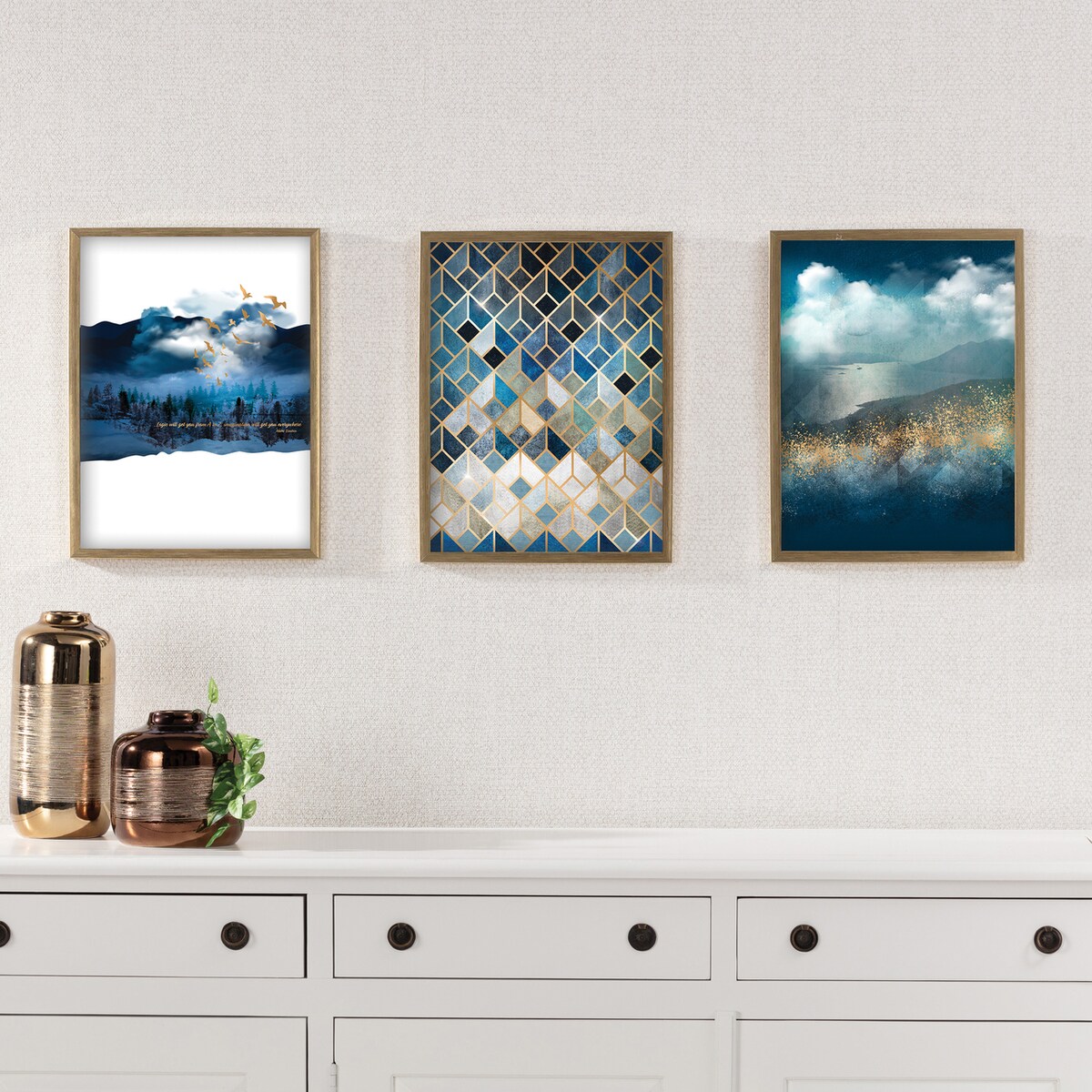 Obraz Impression 30x40cm gold&navy, 30 x 40 cm