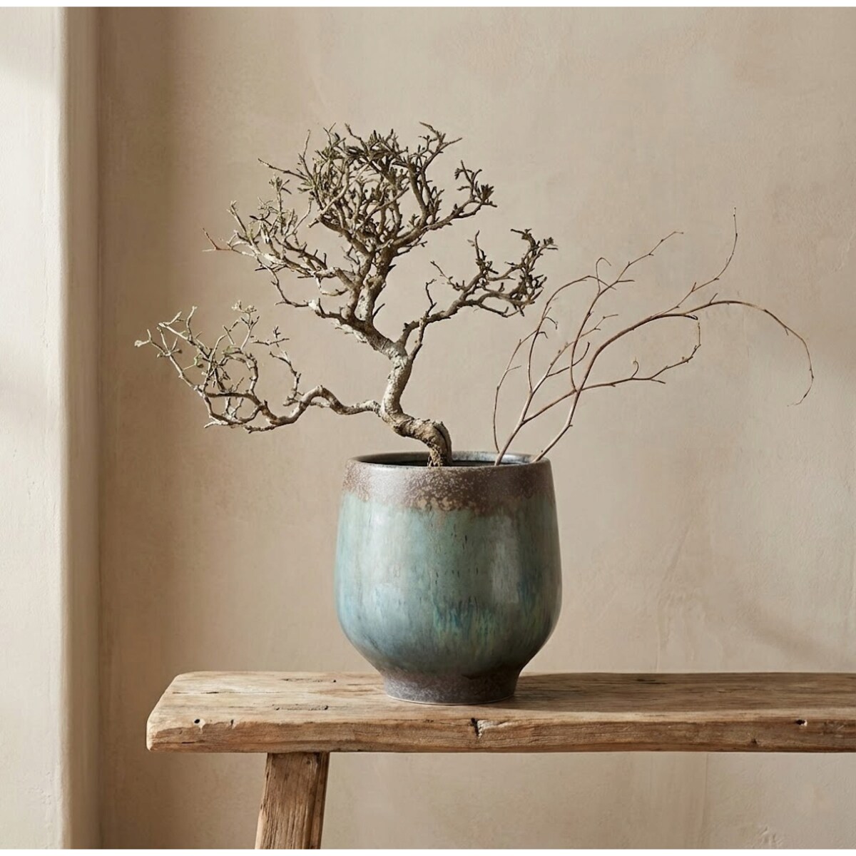 DONICZKA CERAMICZNA NA BALKON TARAS BONSAI KWIATY NIEBIESKA BOHO OSŁONKA