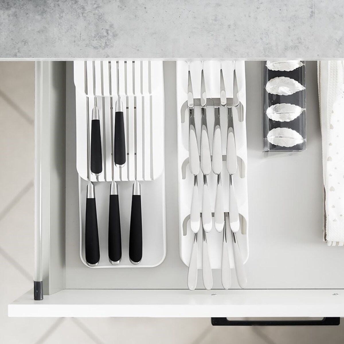 Organizer Wkład do Szuflady na sztućce Biały 39 x 11,5 x 5,5 cm