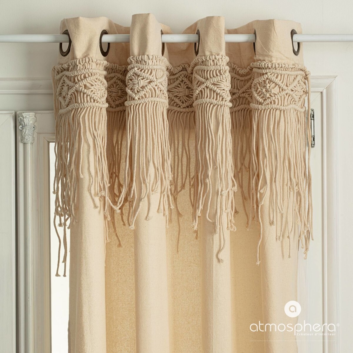 Zasłona do salonu z makramą RITUAL, 140 x 260 cm