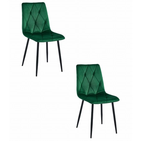 Krzesło Do Jadalni Kuchni Salonu Libra - Ciemna Zieleń Aksamit / Nogi Czarne X 2
