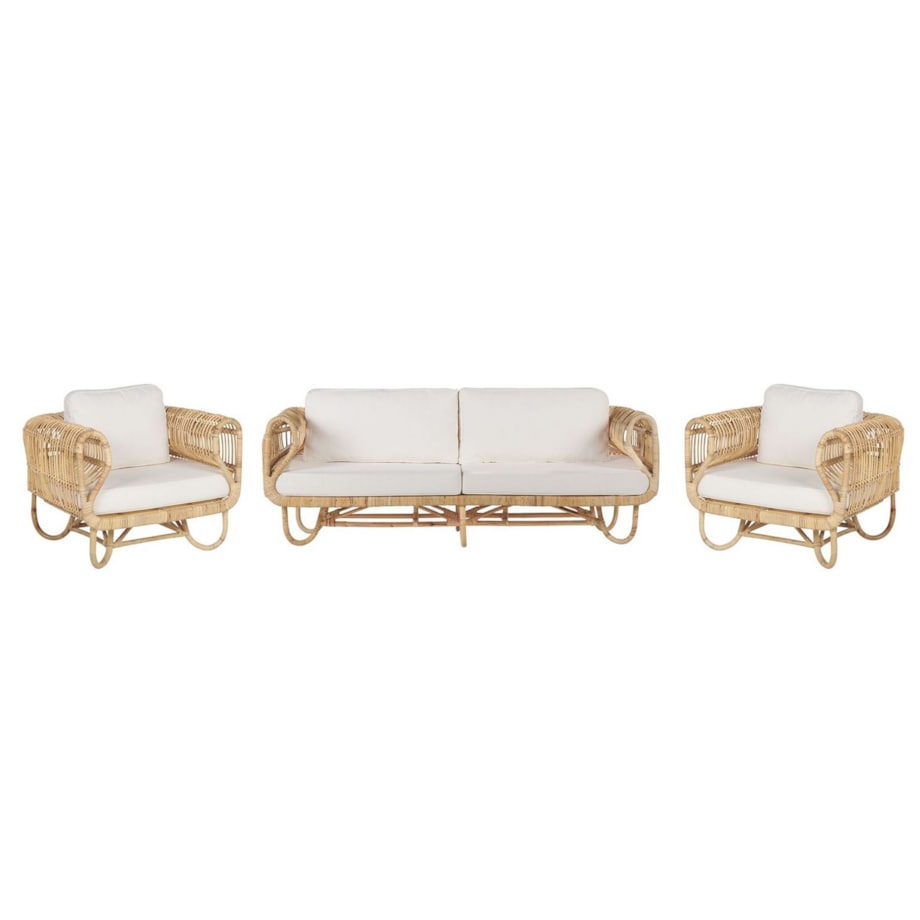 Zestaw ogrodowy rattanowy 4-osobowy naturalny DOLCEDO