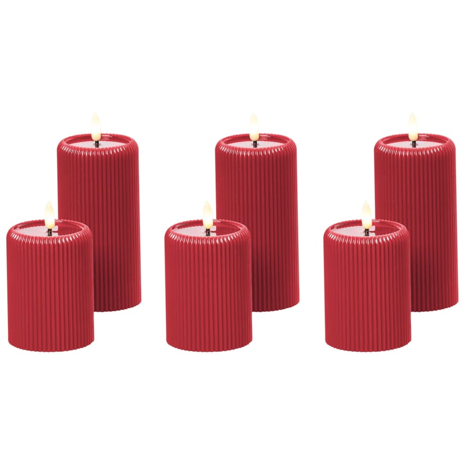 Zestaw 6 świec LED NOISETTE 10/16 cm Czerwony