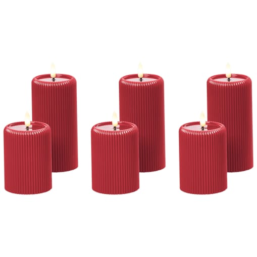 Zestaw 6 świec LED NOISETTE 10/16 cm Czerwony