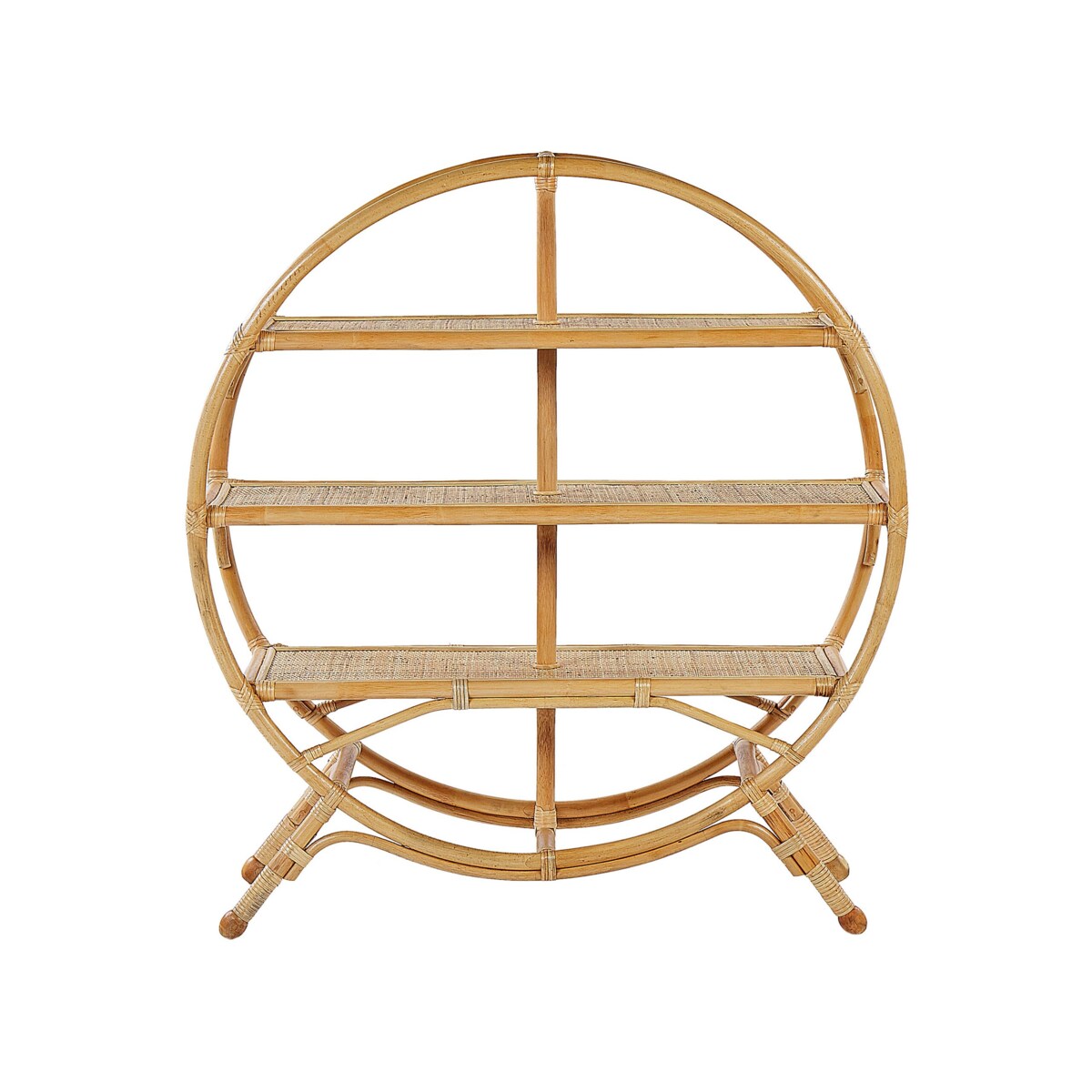 Regał okrągły rattanowy 3 półki naturalny TUVALU II