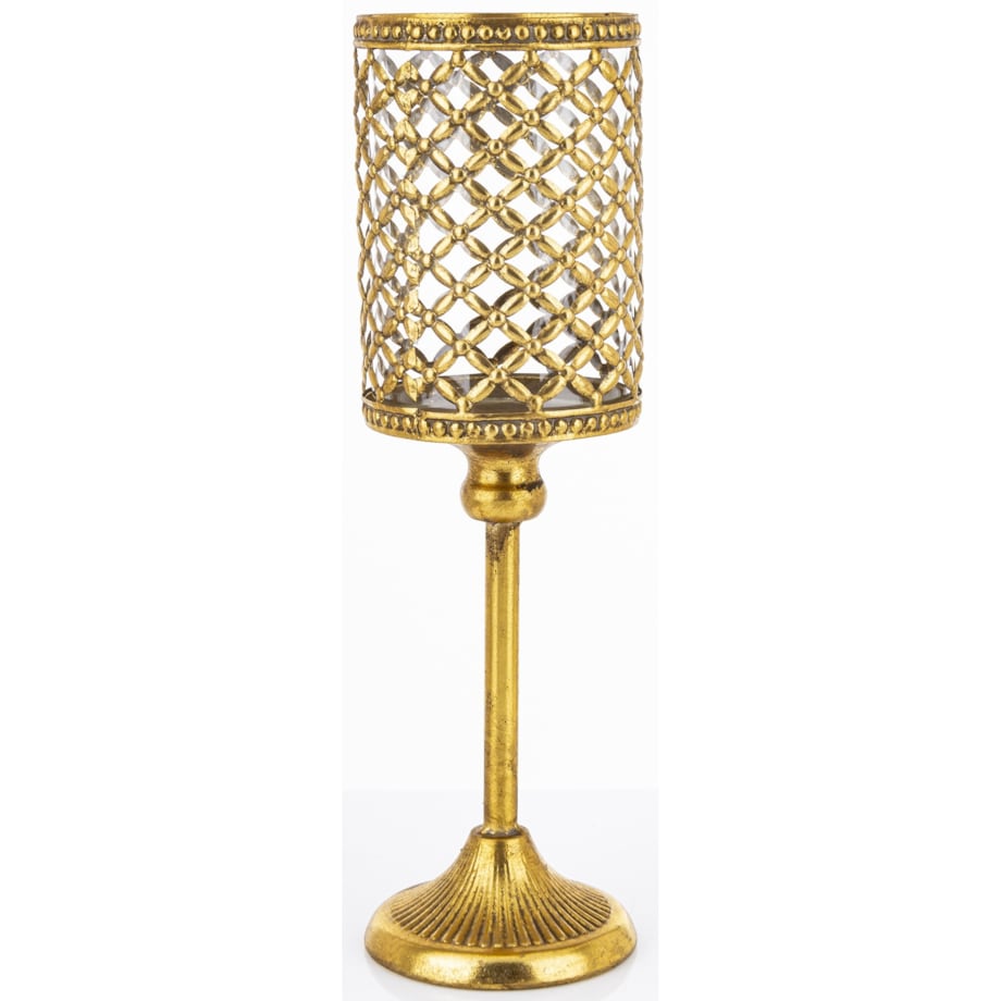 Świecznik metalowy z kloszem 43,5x13x13 cm GABBIA-2 złota