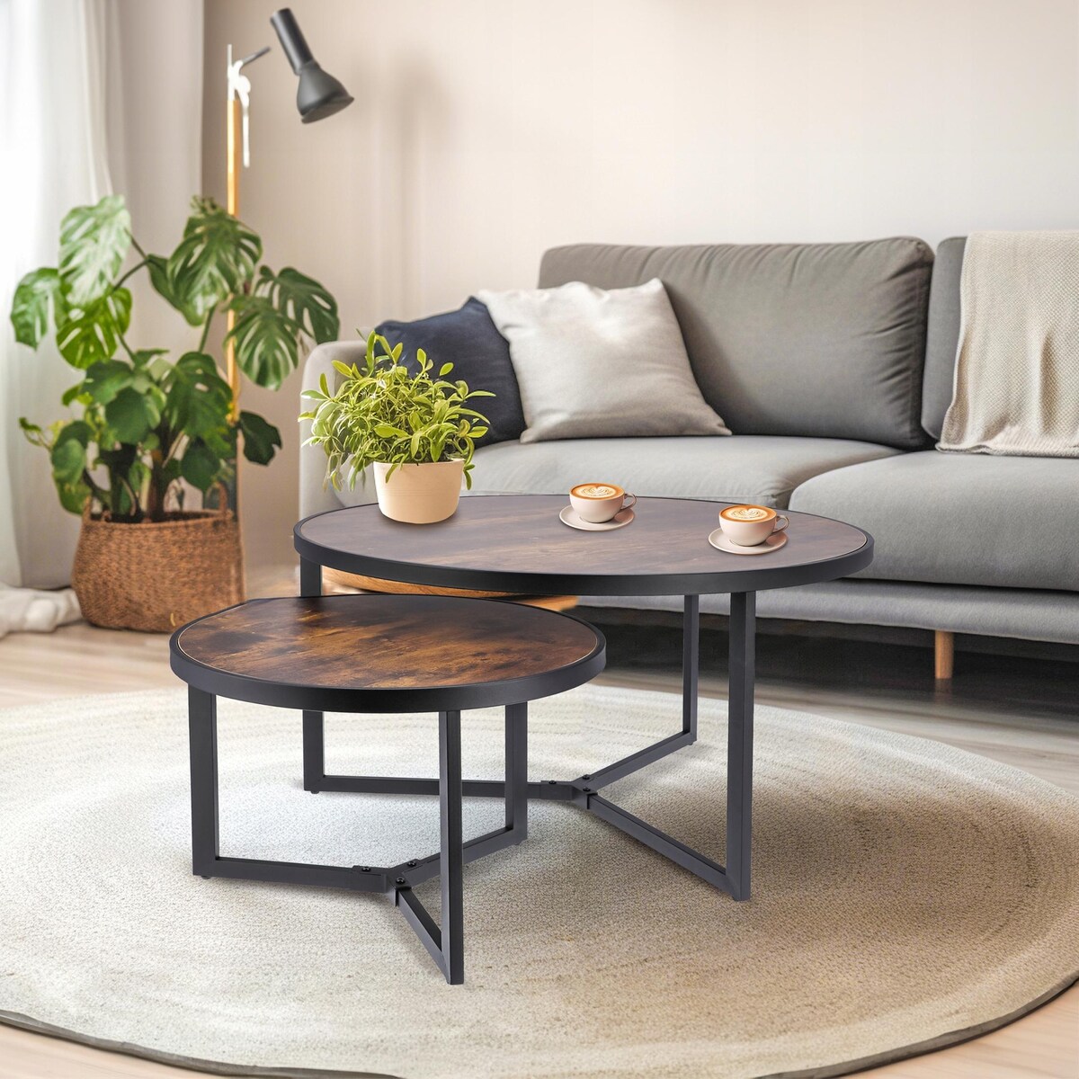 STOLIK kawowy BRĄZOWY ława stół ZESTAW salon LOFT