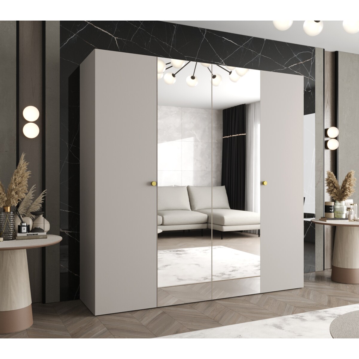 Szafa uchylna otwierana PARMA 2 200 wys. 202 cm Kaszmir + u. Złoty