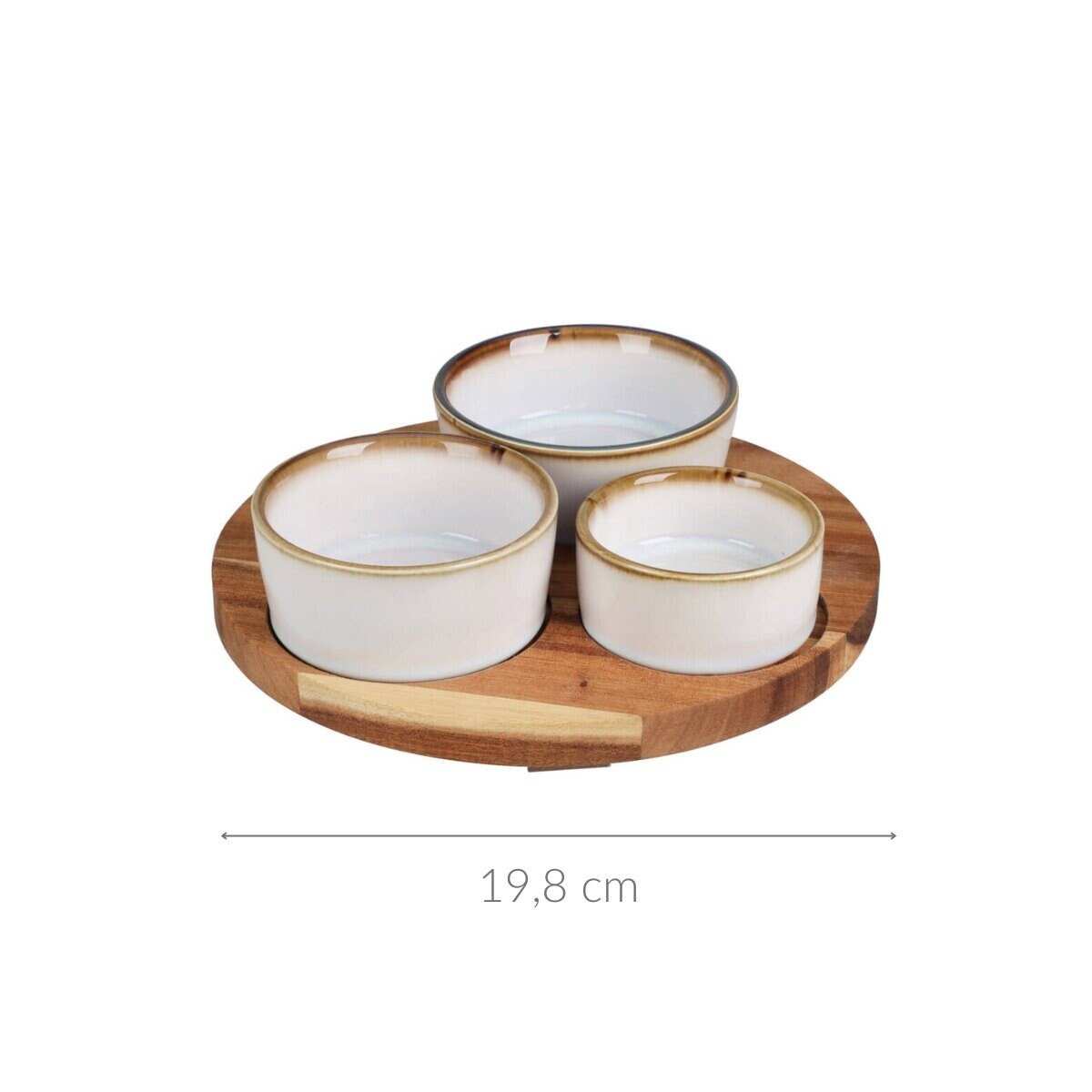 Zestaw do serwowania przekąsek, akacjowa podstawka