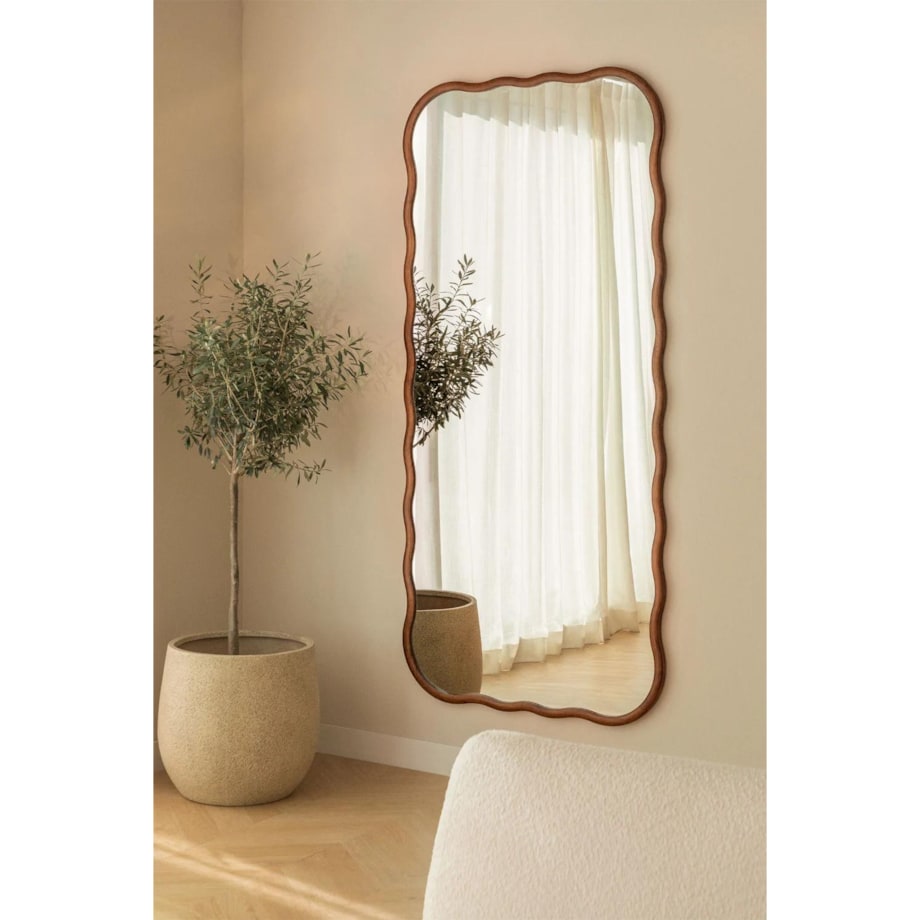 Lustro ścienne z drewna dębowego Aldreu 95x200 cm