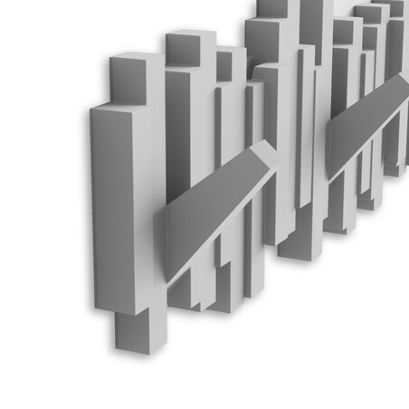 Listwa z pięcioma wieszakami szary Sticks, 49.3 x 18 cm, Umbra