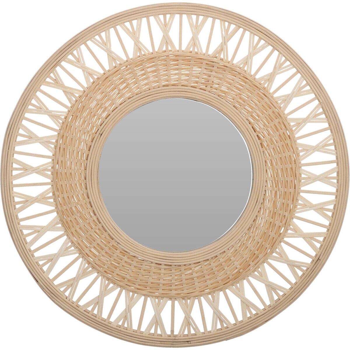 Lustro okrągłe, rama z bambusowej plecionki, Ø 56 cm