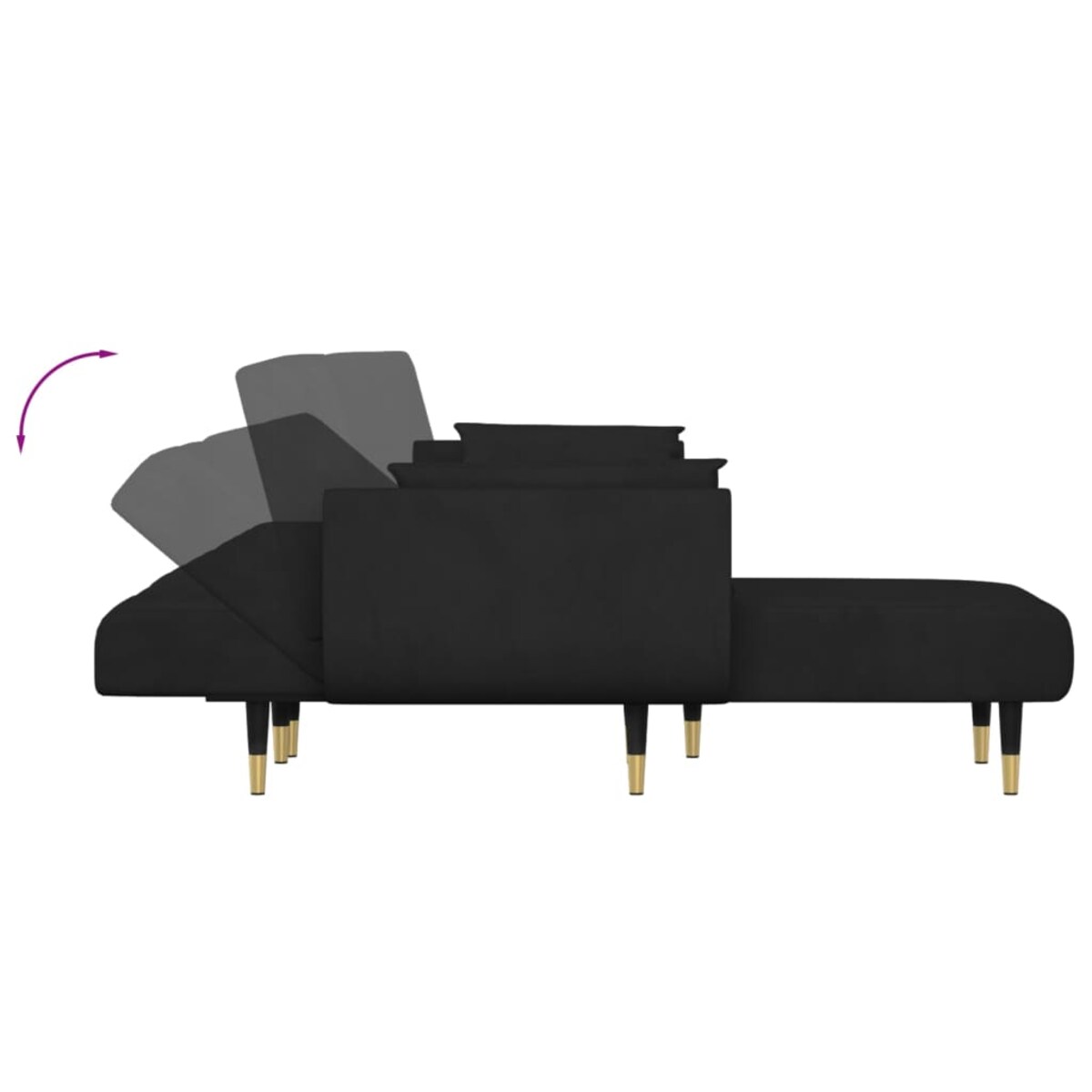 vidaXL Sofa rozkładana L, czarna, 275x140x70 cm, aksamit