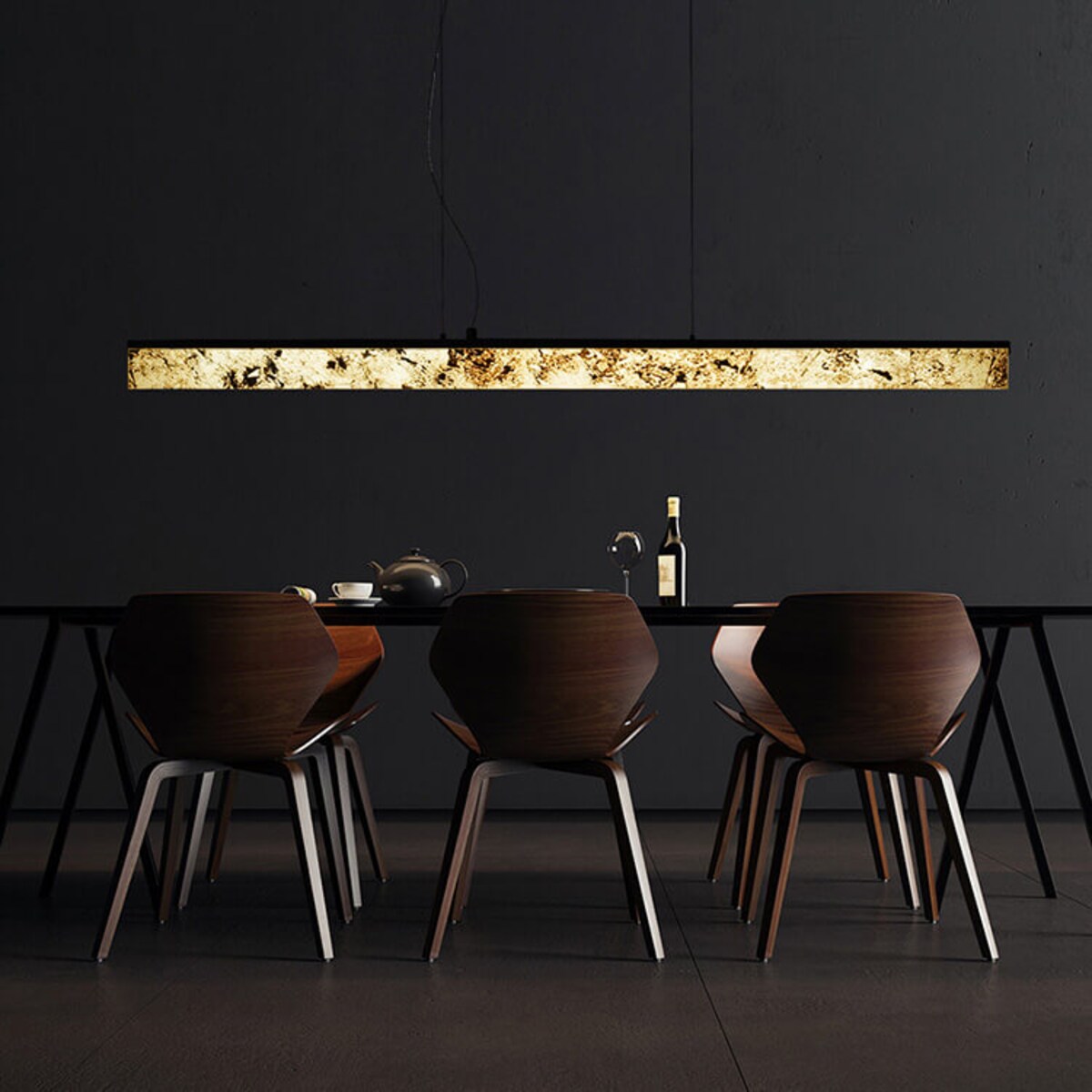 LAMPA wisząca MARBLE STONE MPLS-6602/607Y Abigali marmurowa OPRAWA listwa LED 30W 3000K zwis czarny