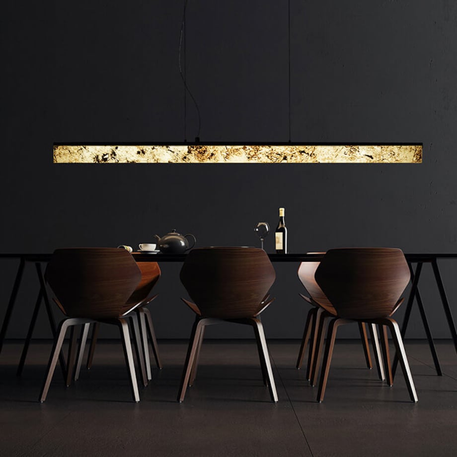 LAMPA wisząca MARBLE STONE MPLS-6602/607Y Abigali marmurowa OPRAWA listwa LED 30W 3000K zwis czarny