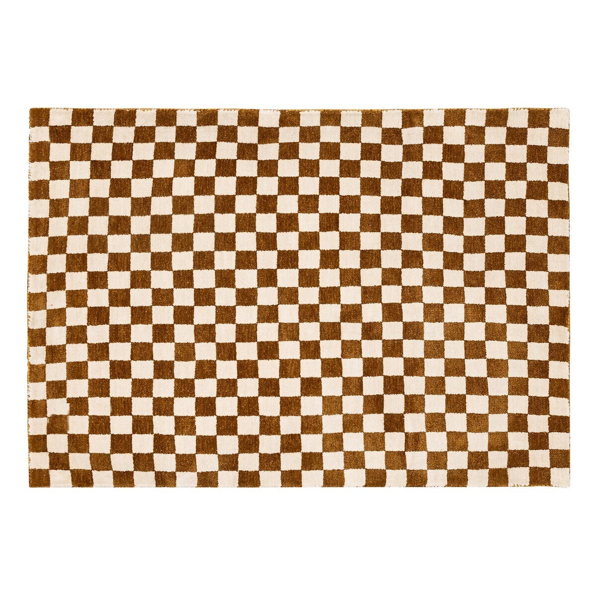 Dywan we wzór szachownicy ochra 118x170 cm