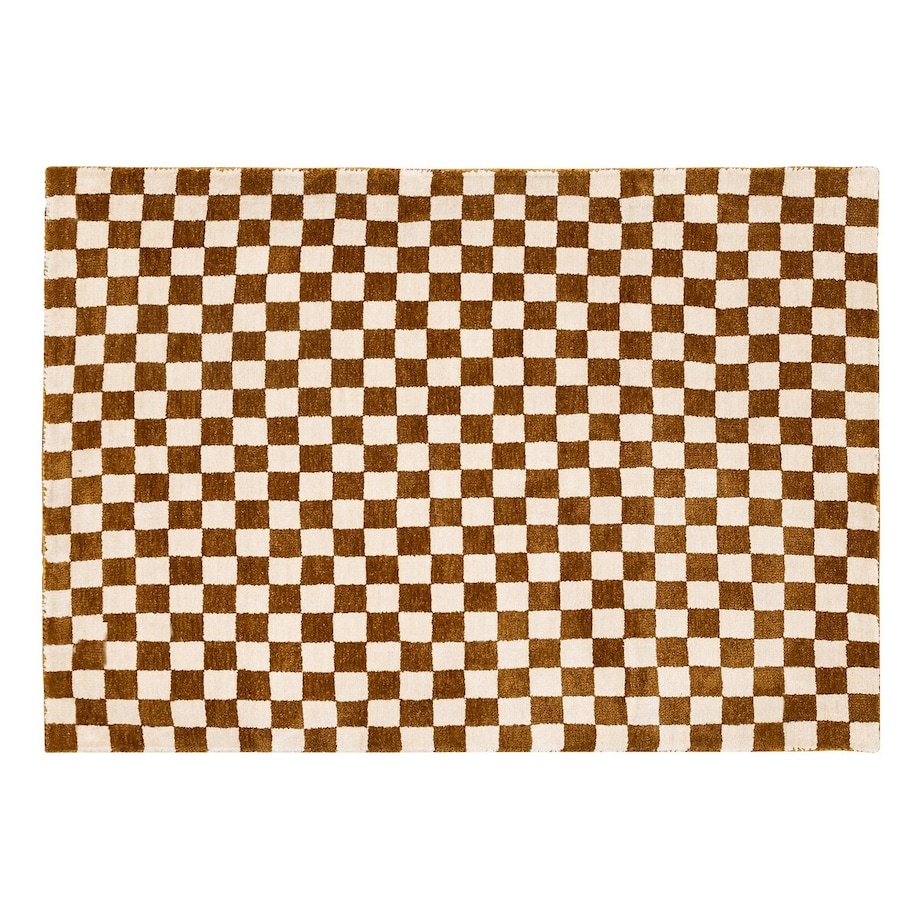 Dywan we wzór szachownicy ochra 118x170 cm