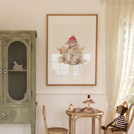 Plakat dla dzieci Króliczek z kapeluszem 30x40