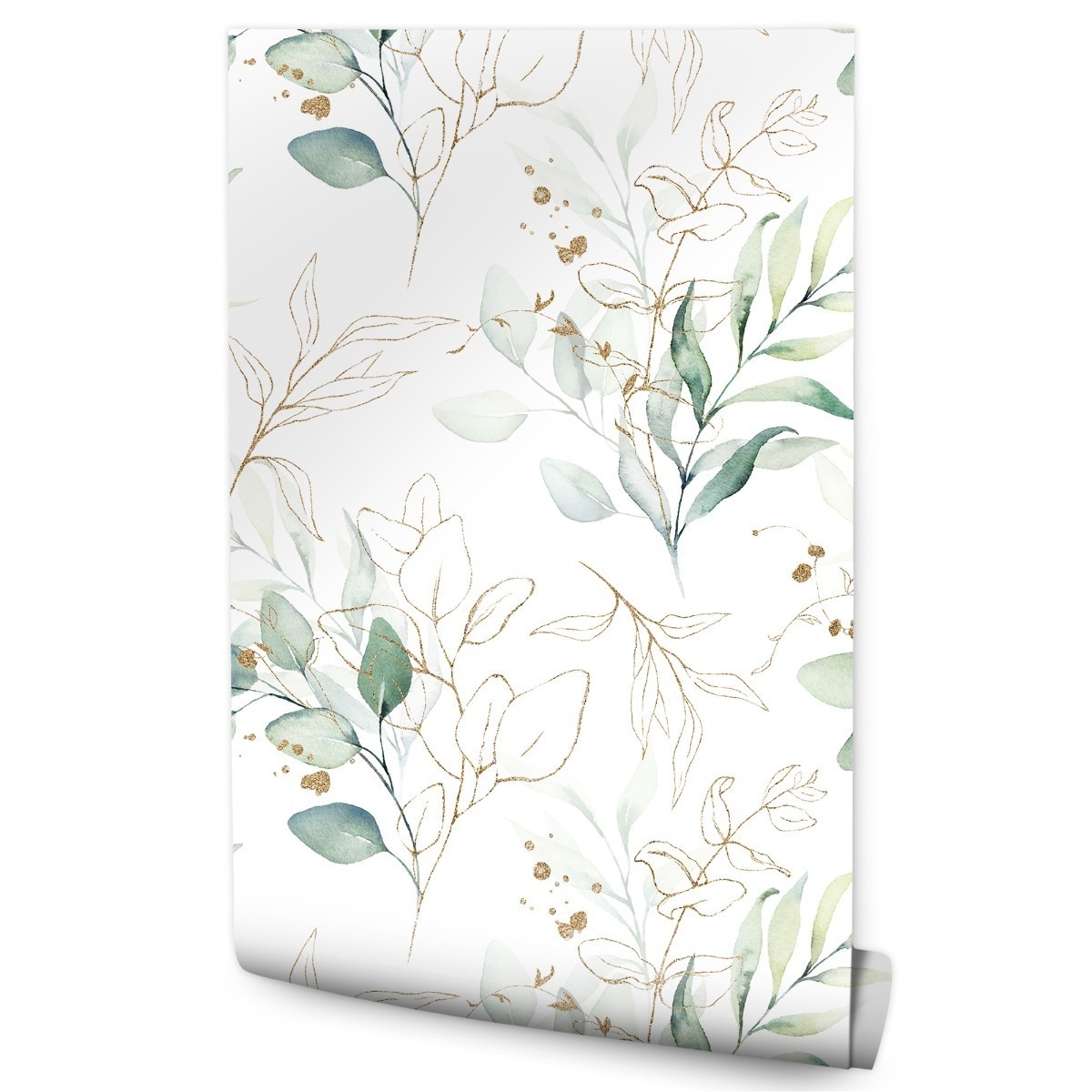 Tapeta Akwarelowe Liście Kwiaty