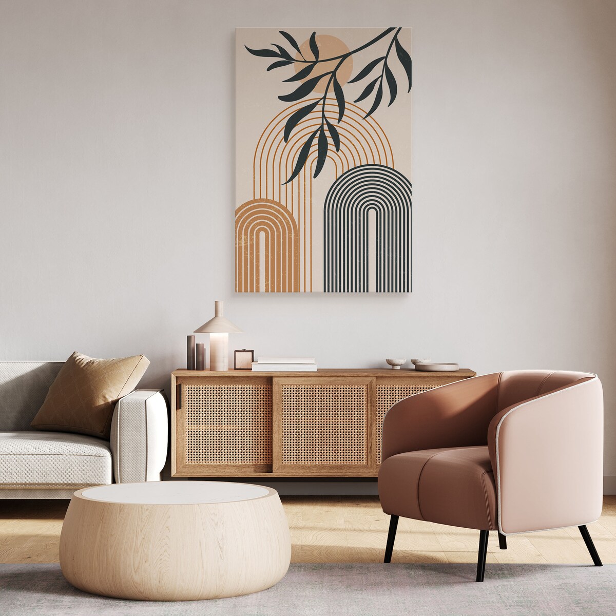 Obraz Gałązka Słońce Szlaczek Boho 80x120cm